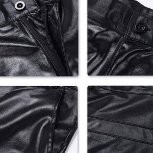 Pantalones de Cuero PU para Hombre, Corte Recto, Textura Suave, Pantalones de Cuero para Hombre con Acabado Limpio y Corte Entallado - Product Image 3