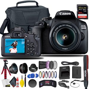 ชุดกล้อง Rebel T7 2000D DSLR พร้อมเลนส์ 18-55 มม. การ์ด 64GB ชุดฟิลเตอร์สร้างสรรค์ ชุดทำความสะอาด รุ่นปรับปรุงใหม่ 5D Mark IV - Product Image 6