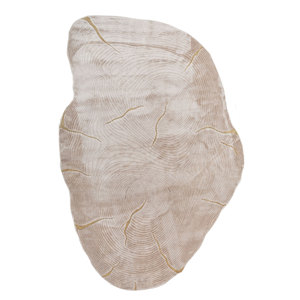 พรมไหมไผ่ถักมือสีเบจและสีน้ำตาลลายแอ็บสแตรก หนา 10 มม. สำหรับห้องนั่งเล่น ห้องโถง รุ่น Aibz-1001 - Product Image 1