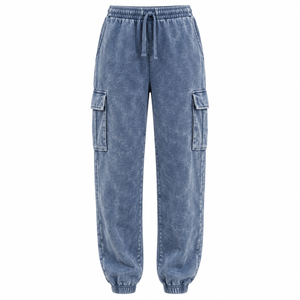 Pantalones de chándal de algodón con efecto desgastado para mujer al por mayor, estilo urbano holgado para invierno - Product Image 1