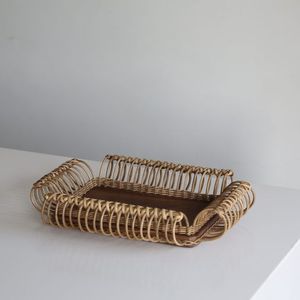 Ready to Ship Wicker Serving <b>Tray</b> Handwicker Rattan <b>Round</b> <b>Tray</b> Kitchenware Woven Wicker Wholesale Rattan Serving <b>Tray</b> From India - Product Image 2