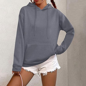 Sudadera con Capucha de Felpa Gruesa para Mujer, Color Sólido, 100% Algodón, Resistente al Viento, Ecológica - Product Image 3