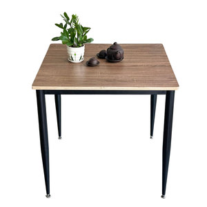Mesa de Comedor Cuadrada de 80 cm con Patas de Hierro Cónicas, Construcción Estable Hecha de Madera Contrachapada BA68161 - Product Image 1