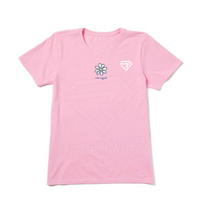 เสื้อยืดคอกลมผู้หญิง ผ้าโพลีเอสเตอร์คอตตอนคุณภาพพรีเมียม แขนสั้นใส่สบายสำหรับฤดูร้อน น้ำหนัก 220 กรัม แห้งเร็ว ระบายอากาศดี เป็นมิตรต่อสิ่งแวดล้อม ทรงยาว - Product Image 1