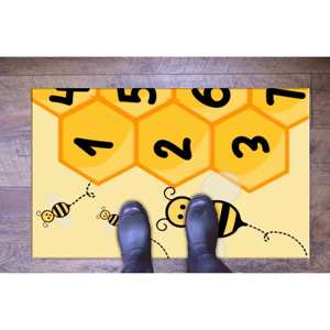 Alfombra Estampada: Alfombra para Cuarto de Niños, Alfombra Amarilla, Decoración del Hogar, Alfombra con Diseño de Abejas, Alfombra Delgada No Tejida - Product Image 4