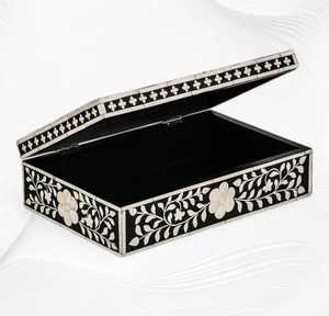 Luxury Engraved Rectangle Bone Inlay Jewelry Box with Christmas Artistic Pattern <b>for</b> Elegant Bedroom and <b>Dressing</b> <b>Table</b> Decor - Product Image 3