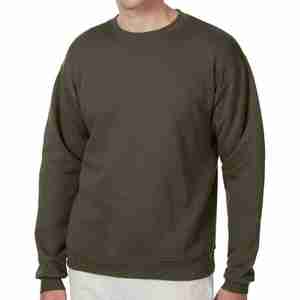 Sweat-shirt à col rond pour homme, vert olive, lourd, en molleton de haute qualité, pull uni, streetwear - Product Image 1