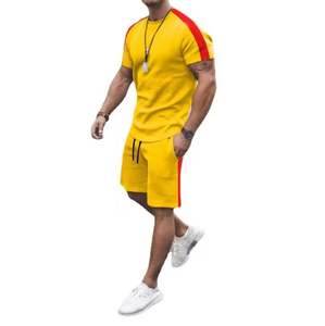 Ensembles deux pièces d'été pour hommes Logo personnalisé Survêtement d'entraînement Ensembles de vêtements de gymnastique Ensemble court à manches courtes Survêtements de jogging de musculation - Product Image 2
