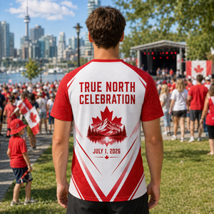 Camiseta personalizada del Día de Canadá, camiseta para la celebración nacional del 1 de julio, con temática de la bandera canadiense, sublimación completa, camiseta para eventos festivos. - Product Image 2