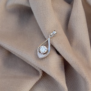Silver D VVS Moissanite Round Cut Charm Pendant for Women 925 Sterling Silver with Chain Minimalist <b>Graduation</b> <b>Jewelry</b> - Product Image 3