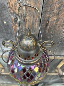 Vintage <b>Set</b> <b>of</b> 3 Mosaic Glass <b>Candle</b> Holders Elegant Lantern & Jar Design for Home Decor - Product Image 5