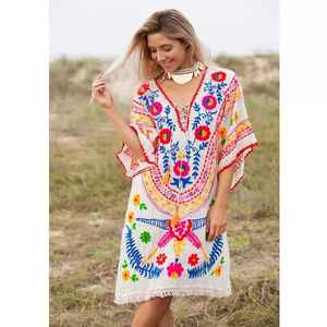 2022ขายส่งที่มีคุณภาพสูงการออกแบบแม็กซี่เย็บปักถักร้อยชุดฤดูใบไม้ผลิครึ่งแขนชุดเม็กซิกัน - Product Image 5