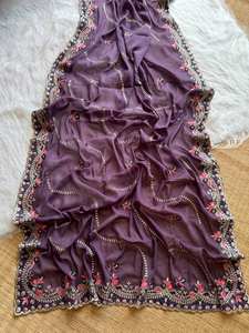 ผ้าไหมผ้าลายจอร์เจียแบบดั้งเดิมสวยงามออกแบบโดยดีไซเนอร์อินเดียและปากีสถานสำหรับงานแต่งงานและงานปาร์ตี้ - Product Image 5