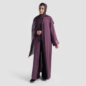 Abaya Kimono Lila Polvoriento de Satén Sencillo con Silueta Recta y Cintura Natural - Product Image 4