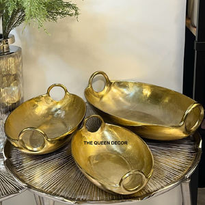 Luxury Hammered Gold Metal Oval Shape Elegant Decorative Serving Tray Handcrafted New Tabletop Centerpiece - Product Image 1