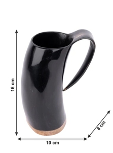 Chope à bière élégante en corne de buffle naturelle avec poignée incurvée Cadeau unique de chope faite à la main pour hommes - Product Image 4