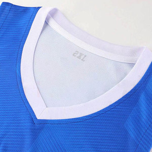 Conjunto de Camiseta de Baloncesto Sublimada Azul, Cuello en V, Sin Mangas, Absorbe la Humedad, Estampado Geométrico, Unisex, Adulto, Todas las Temporadas, 100% Poliéster - Product Image 3