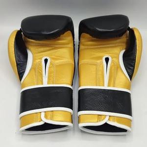 Black and Gold Winning Boxing <b>Velcro</b> Gloves in Custom Sizes and Colors Made with Genuine Leather Winning Boxing Gloves - Product Image 6