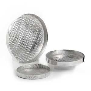 Bandeja de servicio de desayuno de comida casera india, bandeja de Metal de forma rústica decorativa de plata al por mayor, servicio de té y café en casa de madera - Product Image 1