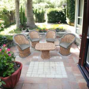 ชุดโซฟาไม้ไผ่สุดหรูทันสมัยพร้อมเบาะรองนั่งทอ4เก้าอี้และโต๊ะรับประทานอาหาร-ที่นั่งกลางแจ้ง/ในร่มเป็นมิตรกับสิ่งแวดล้อม - Product Image 6