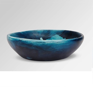 Derniers designs Bol à grandes feuilles Moody Blue Meilleure vente Bol en résine fait à la main Design aspect marbre directement d'Inde - Product Image 3