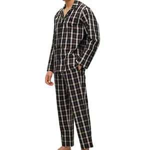 NEW Wholesale 2023 men's long Sleeved Pajamas Home Clothes Men's cotton night gown Pajamas High quality breathable Sleepwear