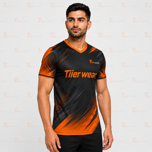 เสื้อฟุตบอลผู้รักษาประตู คอวี ระบายอากาศ แห้งเร็ว ทนทาน ยืดหยุ่น แขนสั้น ชุดทีมฟุตบอล ชุดยูนิฟอร์มทีม แบบสั่งทำ - Product Image 2