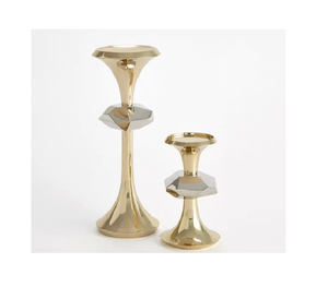 ชุดเชิงเทียนทองเหลืองโลหะสีทองหรูหราทันสมัยชุดโคมไฟที่สง่างามสำหรับตกแต่งบ้านสำหรับห้องนั่งเล่น - Product Image 3