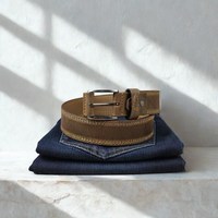 Ceinture en cuir pleine fleur Crazy Horse marron rustique avec logo personnalisé, boucle en acier, faite à la main, style vintage, pour homme, décontractée, pour jeans et tenues western – Meilleure vente
