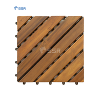 Carrelage de terrasse en bois d'acacia moderne et écologique Carreaux de patio en bois carrés à emboîtement diagonal à 8 lattes pour le parquet extérieur