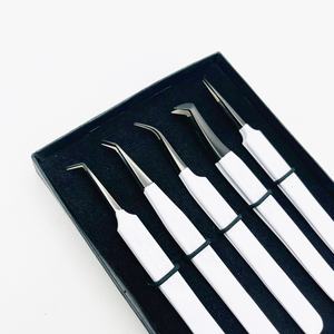 Extensions de cils en acier inoxydable extra grip avec logo personnalisé Pince à épiler Produit de soins personnels Pointe en fibre noire blanche Conception pointue - Product Image 4