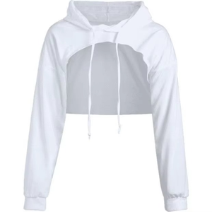 Sudadera con capucha corta personalizada de alta calidad para mujer, sudaderas con capucha cómodas y transpirables con hombros caídos para mujer - Product Image 1