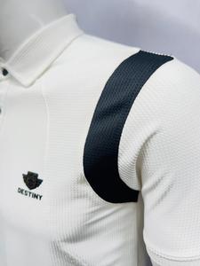 Camiseta de polo gris inspirada en el deporte para hombre con rayas blancas en los hombros, ropa informal, tela transpirable de poliéster/algodón - Product Image 4