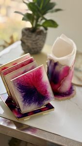 Posavasos de madera de nogal de resina ICON para el hogar, posavasos de madera de resina epoxi, posavasos de lujo personalizado para bebidas - Product Image 4