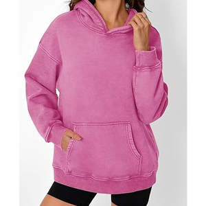 Sudaderas con Capucha de Cuello Alto, Estilo Vintage, Holgadas, Transpirables, Lavado Ácido, para Mujer, con Logotipo Personalizado, Insignia y Color Personalizable - Product Image 2