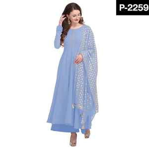Conjunto de Kurtis Estilo Anarkali de Material Crepé Listo para Usar, Étnico Indio, con Parte Inferior y Dupatta, para Uso Casual y Festivo - Product Image 6
