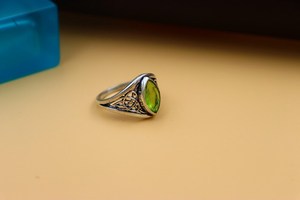 Sólido 925 plata esterlina plateada Natural verde peridoto Marquesa bisel ajuste 5x10mm anillo hecho a mano joyería de moda para mujeres - Product Image 2