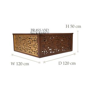 Table basse de style marocain moderne avec panneaux géométriques en métal découpé, design décoratif de luxe - Product Image 6