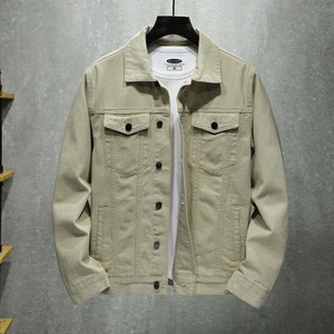 Veste en jean décontractée unisexe à manches longues, respirante, neutre, unie, streetwear, vêtement d'extérieur avec boutons sur le devant, teinte unie - Product Image 2