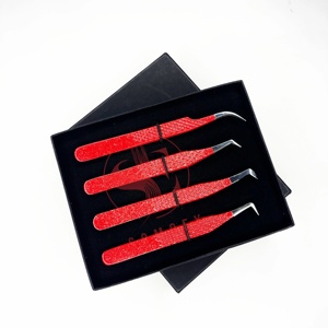 สินค้ามาใหม่ Somofy Enterprises แหนบต่อขนตาแบบมืออาชีพสีแดงประกายวิบวับ ขนาด 10 มม. ปลายโค้ง 90 องศา ทำจากสแตนเลสสตีล ปลายเรียบ - Product Image 5