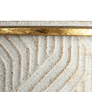 Maceta blanca redonda de metal de calidad premium con soporte dorado para decoración de jardín interior y exterior - Product Image 2
