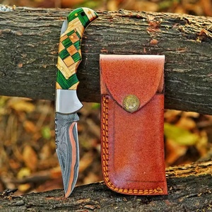 Cuchillo de Bolsillo Multifuncional Jexmoo de 8 Pulgadas, Hecho a Mano con Acero de Damasco de Grado Industrial, con Funda de Cuero, Regalo de Aniversario OEM - Product Image 3