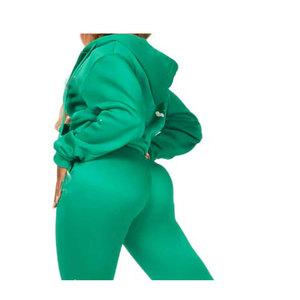 Acheter Casual Sporty Women Survêtement 2 Piece Set Zip Hooded Crop Tops Leggings Graphic Matching Streetwear ensembles pour femmes 2026 - Product Image 5