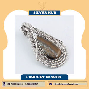 Pendentif fait main en argent sterling 925 avec œil de tigre en fil métallique, le plus tendance de 2026, pour fournisseur en gros, vente en gros, ODM, OEM, bijoux - Product Image 5