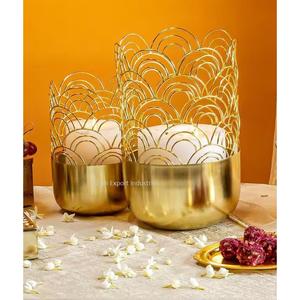 Royal Look Metal de lujo chapado en oro portavelas para el hogar y la Navidad iluminación de mesa decoración hecha a mano - Product Image 4