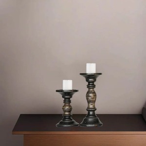 Elegante Portavelas de Madera Oscura para Decoración del Hogar, Exhibición en Estantes, Uso en Eventos y Estilo Interior Moderno, Hecho a Mano en India - Product Image 5