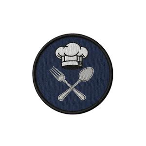 Parches bordados personalizados al por mayor para gorras de chef, tenedores y cucharas, apliques redondos termoadhesivos para uniformes de restaurante, parches para prendas al por mayor. - Product Image 1