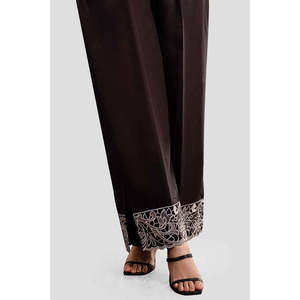 Pantalones Anchos de Cintura Alta para Mujer, Negros, Sin Costuras, Bordados, de Cambray, con Protección Antipilling - Product Image 3