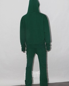 Survêtements hommes lavé goutte épaule surdimensionné poche moins de détresse bas à capuche et bas évasé pantalons longs empilés hommes ensembles - Product Image 3