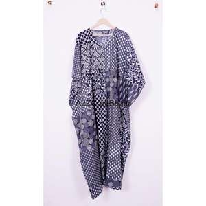 Indian Cotton <b>Women's</b> Midi Kaftan Beach Cover Hand Block Print Comfortable Regular Eco-Friendly Natural Waist <b>Dress</b> Gift for Her - Product Image 6